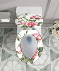 Elongated Resin Toilet Seat for Bathroom featuring floral design with pink roses, round shape, stylish and decorative.