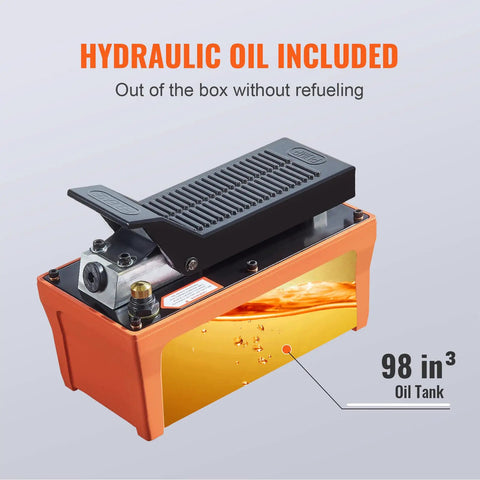 Heavy Duty Foot Operated Air Hydraulic Pump Delivers 10000 Psi Pressure Plus Half Gallon Reservoir For Auto Body Frame Repair And Pulling Posts No Sweat Kick Start Dead Simple Garage Upgrade