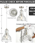 Brushed Nickel Cool Hammered Glass Pendant Light For Kitchen Island And Dining Room 10 Inch Hand Blown Modern Glass Pendant