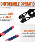 Heavy Duty Battery Cable Lug Crimping Tool For AWG 8 To 1/0 Copper And Aluminum Lugs, One Hand Adjustable Wheel, Non Welding Electrical Connection, Durable, Workhorse Quality, Easy To Use, Great For Auto And Marine Applications. Black crimping tool with non-slip grips