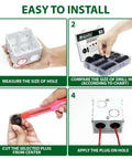 Instruction steps for using 52 Piece Rubber Grommets Kit with Firewall Hole Plugs in Six Hole Sizes for installation
