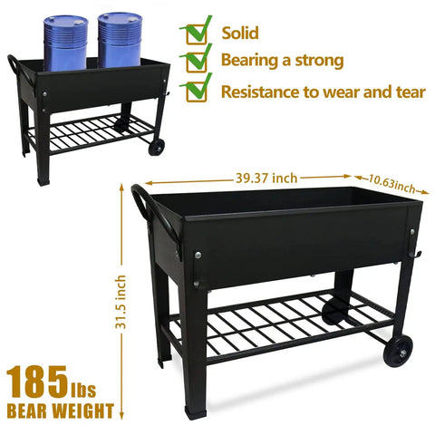Big Outdoor Raised Garden Bed With Legs And Wheels Metal Planter Box for Vegetables Flowers and Herbs, 40x11x31.5 inches.