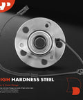 Two Front Wheel Bearing And Hub Assembly With ABS And Five Lug Pattern For Ram 1500 2009 2010 2011 Dodge Ram 1500 2 Pack Compatible With 5 Lug Bolts Included Built For Tough Roads showing close-up of one hub with ABS sensor on dark background.