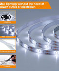 Motion Sensor Led Strip Lights For Closets And Under Cabinets 6.56ft Rechargeable Adhesive Light with no outlet needed