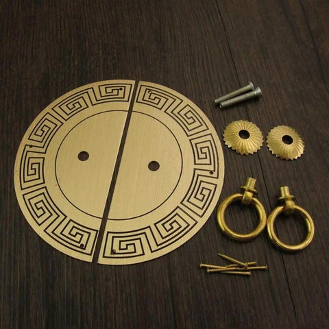 Brass Cabinet Knobs And Cupboard Handles Set For Kitchen Cabinets, Drawer And Door Hardware, Double Opening Copper Knobs