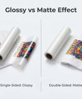 Direct To Film Transfer Film Roll 13 Inch By 328 Feet Glossy Single Sided PET shown next to matte double-sided version