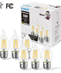 Flame Tip LED Filament Candle Bulbs 4.5W Dimmable E26 Base Ideal For Candelabra And Chandelier Lamps 60W Equivalent B11 Size Package