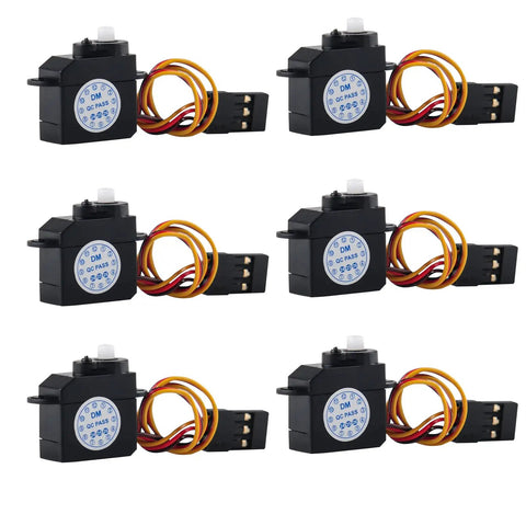 Set of six Mini Micro Servo Motor 2.1g 180 Degree Rotation DM S0020 with POM plastic gears and coreless design