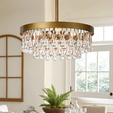 Modern Black Crystal Raindrop Chandelier Dope Round Tiered Pendant Light Fixture For Entryway Kitchen And Closet 1 Light 40W E12