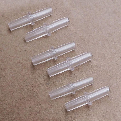 Six clear plastic connectors from Pro Grade Aquarium Airline Tubing Connectors Set 40 Pack No Fuss Y T L I Adapters For 3 16th Inch Air Lines.