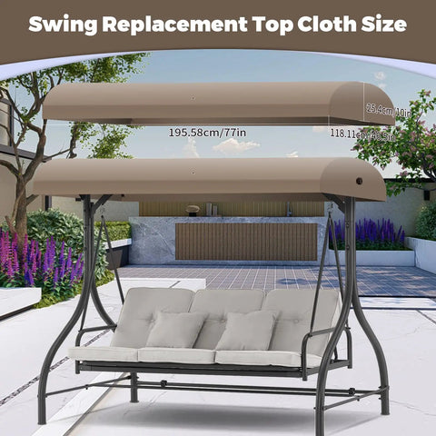 Porch Swing Canopy Top Replacement For Outdoor GCS00229C Beige Shade Cover size details in garden setting
