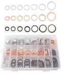 Oil Drain Plug Crush Washer Set With Assorted Sizes 10mm 12mm 14mm 16mm 18mm For Automotive Engine Oil Pan Sealing Gasket Replacement Kit 160 Pieces Premium Quality displayed in a box