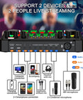 Diagram showing connections for All In One Podcast Mic Bundle With 48V XLR Mic, Voice Changer, and sound card for streaming.