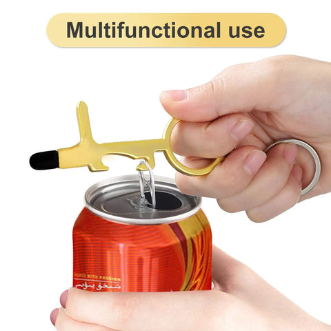 Eight Piece No Touch Door Opener Tool With Stylus Keychain Reusable Multifunction Button Pusher And Bottle Opener