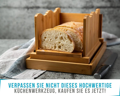 No Mess Bamboo Bread Slicer For Homemade Loaves Adjustable Foldable Bread Cutter With Crumble Tray Compact Cutting Board For Even Thin Or Thick Slices Eco Friendly Kitchen Gadget