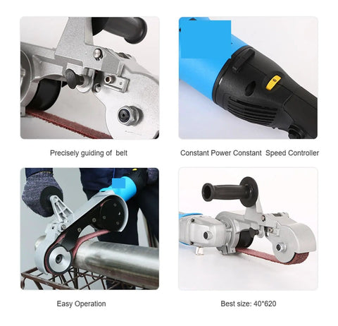 Heavy Duty Electric Belt Sander For Metal Pipes And Tubes Knock Out Gnarly Rust Weld Scars Burrs Fast with adjustable speed control