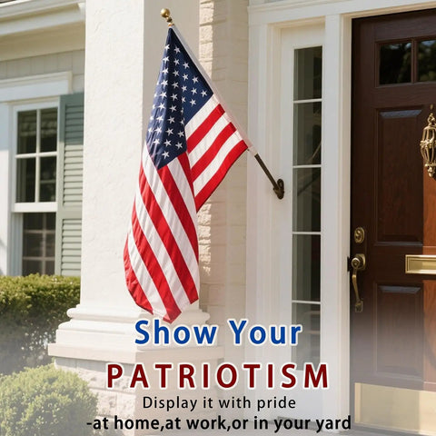 Heavy Duty 3x5 Outdoor American Flag For High Wind Waterproof Embroidered Stars Sewn Stripes Brass Grommets UV Fade Resistant displayed on house