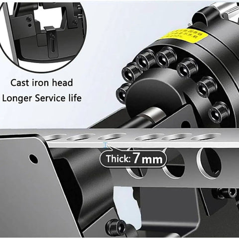 Heavy Duty Hydraulic Hole Puncher With 1800W Motor And Lightning Fast One Second Action, Includes Five Die Sets For Copper Aluminum And Angle Steel Up To Eight Mm Thick, Built Different For Hard Hat Crews