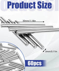 Image of 60Piece 3mm By 30mm Stainless Steel Shelf Dowels For Cabinets And Furniture Heavy Duty 304 Pegs shown with dimensions