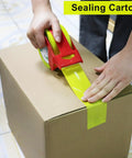 Sealing box with Heavy Duty Light Yellow Packing Tape Refills, 2.5 Mil Thick, 63 Mic Adhesion, 1.88 Inch Wide By 60 Yards