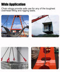 Heavy Duty Four Leg Chain Sling With Adjustable Grab Hooks For Engine Hoist And Industrial Crane Gear Crafted From Tough G80 Alloy Steel For Job Site Hauling and Rock Solid Heavy Load Rigging Tools showcased in various lifting applications.