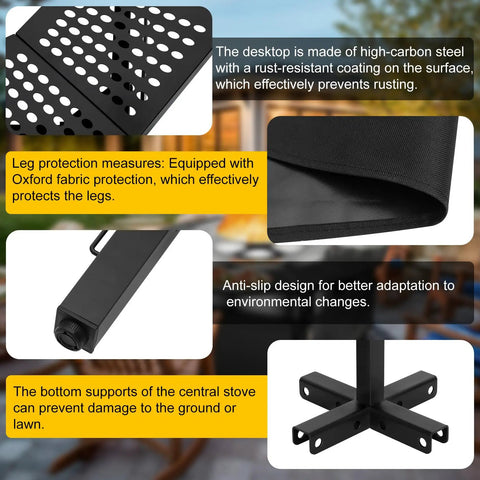 37 Inch Fire Pit Surround Tabletop For Solo Stove Bonfire Ranger 2.0 With Circular Safety Barrier And Heat Insulation Base details