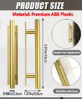 Product size of 10 Pack Self Adhering Push Pull Handles ABS Plastic For Wardrobe Cabinets Drawers Instantly Improve Access Gold Finish