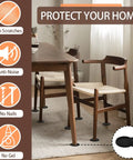 Top Notch 2.5 Inch Furniture Coasters 12 Pack Non Slip Bed Leg Pads under chair legs on hardwood floor.