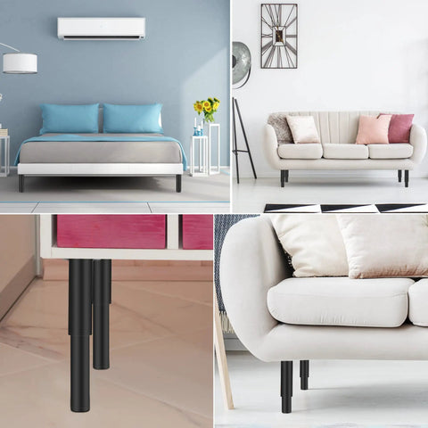 Adjustable Metal Furniture Legs Set Of Four From 5.12 To 9.45 Inches Built Tough for bed, sofa, with black steel support.