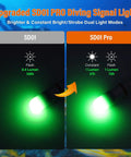 Comparison between SD01 and SD01PRO Upgraded Bright Dive Signal Light Submersible Beacon for scuba diving functionality.