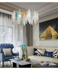 Next Level Modern Round Metal Glass Pendant Light With Six E14 Sockets Sleek Ceiling Hanging Lamp for cozy home decor in living room.