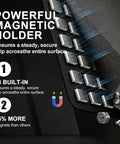 Close-up of 13 Inch By 10 Inch Magnetic Tool Mat Non Slip Pad With PVC Protection Layer highlighting powerful magnetic holder.