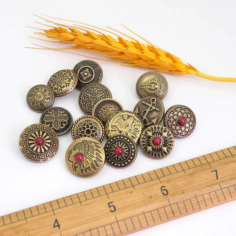 Antique Bronze Snap Button Set For Wallets And Leather Crafts, 15 Size Variants, Zinc Alloy Caps With Copper Sockets, DIY Kit