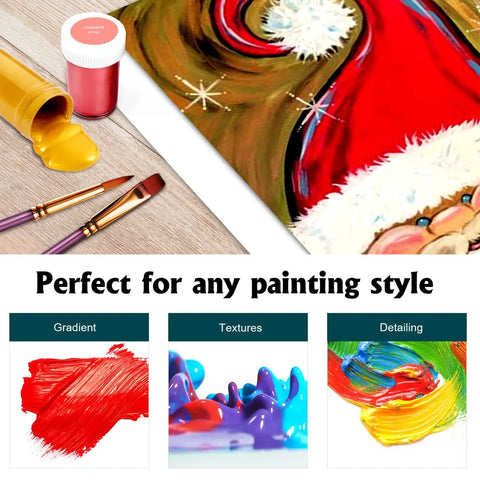 Top Notch Acrylic Paint Set With 31 Rich Colors And 10 Brushes For Canvas, Wood And Crafts showing gradient and texture effects