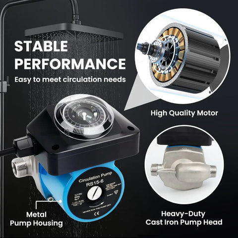 Instant Hot Water Recirculating Pump Kit Slashes Water Bills by 15000 Gallons A Year Includes Programmable Timer with metal housing.