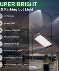 High Output 300W LED Parking Lot Light with Slip Fitter Mount 42000LM Outdoor Shoebox Fixture lit in parking lot