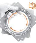 Hand holding Heavy Duty 6 Inch Square Lazy Susan Bearing For Smooth Rotation Zinc Plated Rust Resistant Turntable Hardware