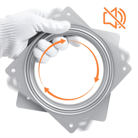 Hand holding Heavy Duty 6 Inch Square Lazy Susan Bearing For Smooth Rotation Zinc Plated Rust Resistant Turntable Hardware