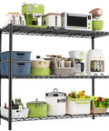 Heavy Duty 3 Tier Wire Shelving Unit With 1200 Lbs Capacity, 48 Inch Long By 20 Inch Wide By 47 Inch High Industrial Storage Rack For Garage, Kitchen, Laundry, Basement, Rust Resistant, Adjustable Shelves, loaded with kitchen appliances