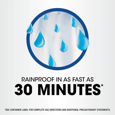 Illustration showing water droplets highlighting All In One Weed And Grass Killer With Pump N Go Sprayer rainproof in 30 minutes