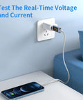 360W USB C Power Meter Tester for Type-C PD Charging tracking voltage and current on wall socket with phone charging