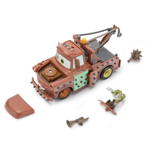 Tow Mater Remote Control Car With Crash And Rebuild Action, disassembled parts, brown and green, 2.4GHz Wireless RC Car For Kids
