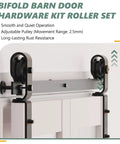 Bifold barn door hardware kit roller set for 48 By 84 Inches door with smooth operation and adjustable pulley.