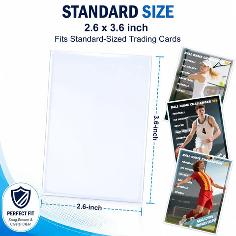 Hella Bulk 1000ct Clear Penny Sleeves For Trading Cards Offers Wicked Shielding For Your Collection Top view of 2.6 x 3.6 inch clear card sleeves.