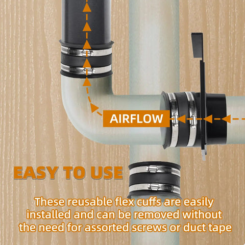Diagram showing Four Inch Blast Gates For Dust Collection Systems And Vacuum Fittings with arrows indicating airflow direction.