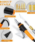 Get This Bad Honoson 30 Pc Electric Hot Knife Cutter Kit With Wood Burning Pen, 16 Blades And Storage Bag showing blade holder and different blades.