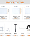 Package contents for 48 Pair Shoe Storage Cabinet With 3 By 8 Tier Space Saving Shoe Organizer including plastic sheets and tools.
