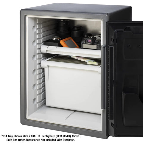 White Shelf Insert For SFW205 Fireproof And Waterproof Safes With A Multi Position Tray inside a safe