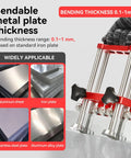 曲げ可能な金属板の厚さ測定ツールの画像。手持ち式の板金roller 0.1mm 2ステーションベンダーが写っている。