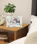 Hot Air Balloon Baby Boy Picture Frame 4x6 Inches, Solid Wood Nursery Decor Gift From Mom, The Adventure Begins Photo Frame on nightstand